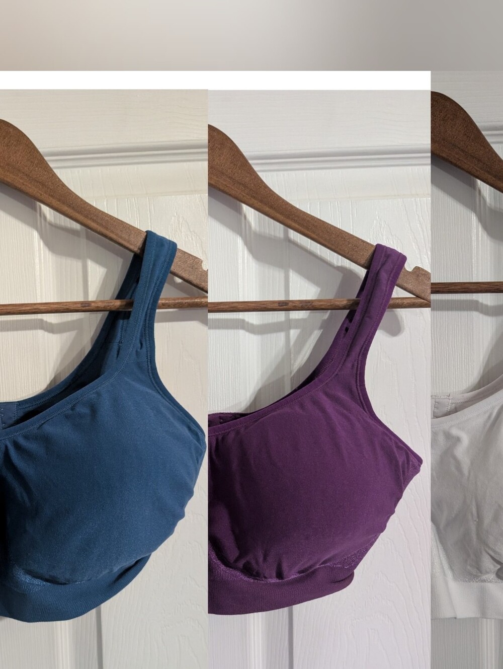 Truekind Womens Bras Lot Of 3 Blue White Purple Adjustable Wireless Size 2XL XXL